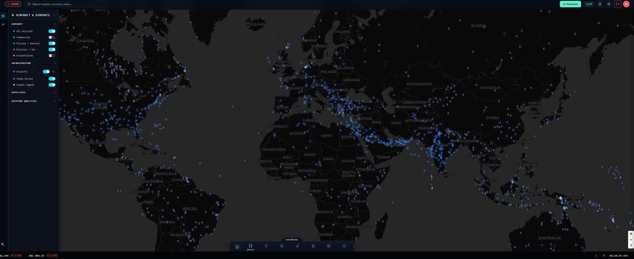 Live aircraft globe